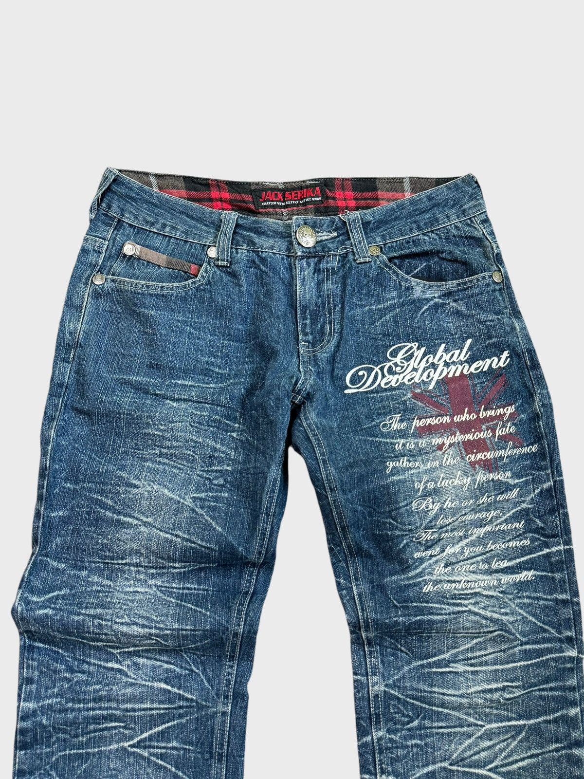Hysteric Glamour × Japanese Brand JACK SERIKA POEM TARTAN PLAID CLAW MARK DENIM Size US 30 / EU 46 - 3 Thumbnail