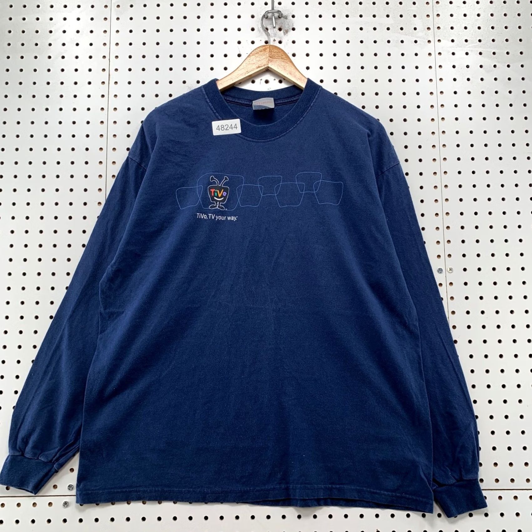 Hanes Vintage Hanes T-Shirt Mens XL Blue Long Sleeve 90s Punk Cyber Tivo Your Way Mall Size US XL / EU 56 / 4 - 2 Thumbnail