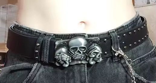 Japanese Brand × Vintage Skull and Snake Rockstar Buckle Studded