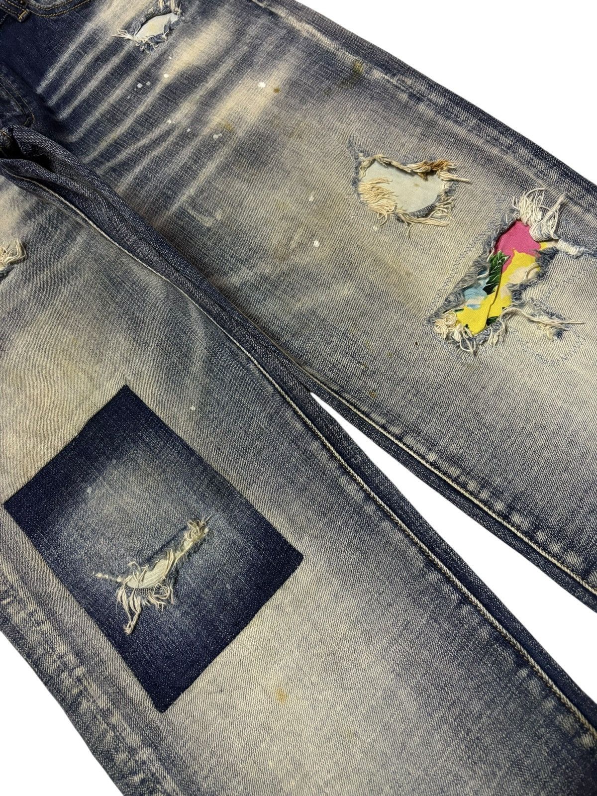 Philipp Plein Vtg Philipp Plein Homme Sashiko Distressed Jeans Size US 34 / EU 50 - 4 Thumbnail