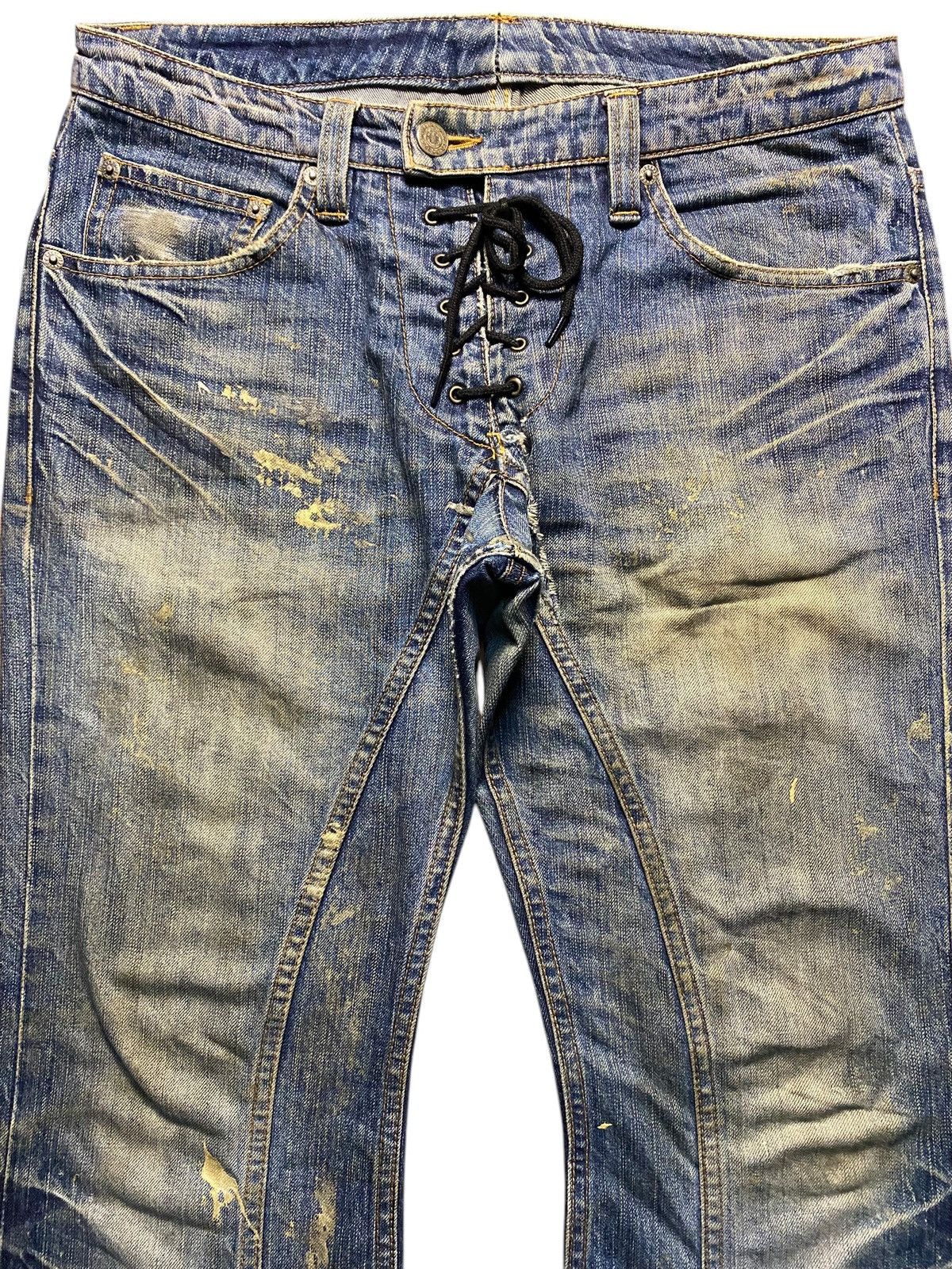 Tornado Mart Tornado Mart Gold Splatter Flare Lace Up Jeans Size US 32 / EU 48 - 4 Thumbnail