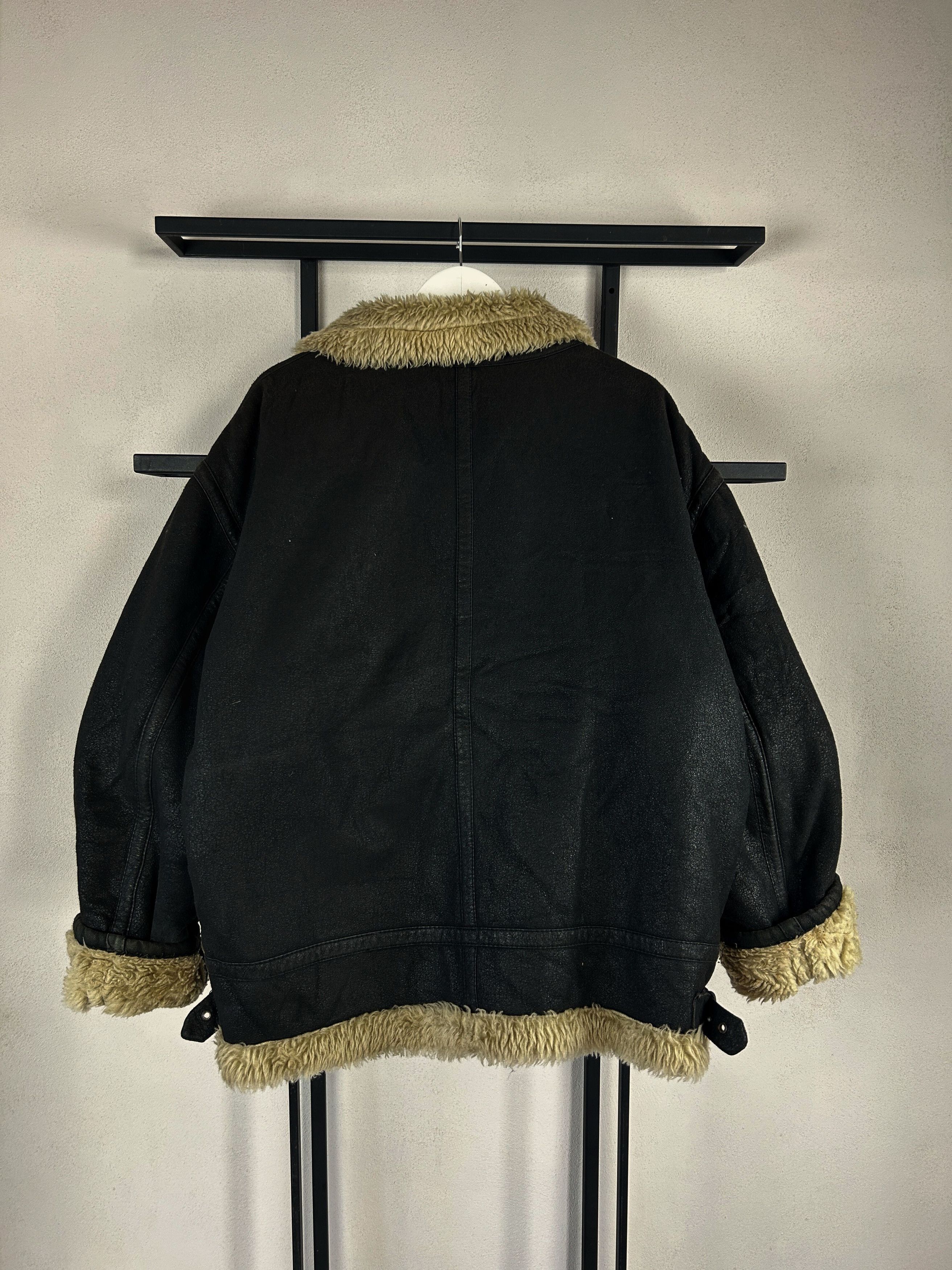 Japanese Brand Shearling Jacket Black Fur Lined Oversized Grunge Y2K Core Size US L / EU 52-54 / 3 - 10 Thumbnail