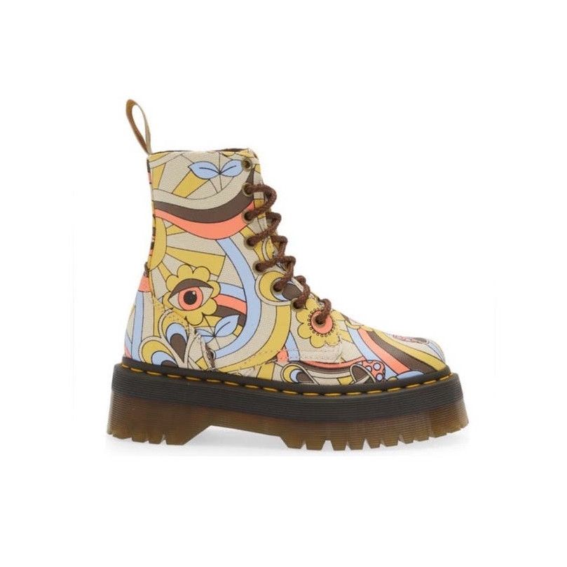 image of Dr Martens Dr. Martens Vegan Jadon Boot Retro Canva Platforms Retro Ray in Beige, Men's (Size 12)