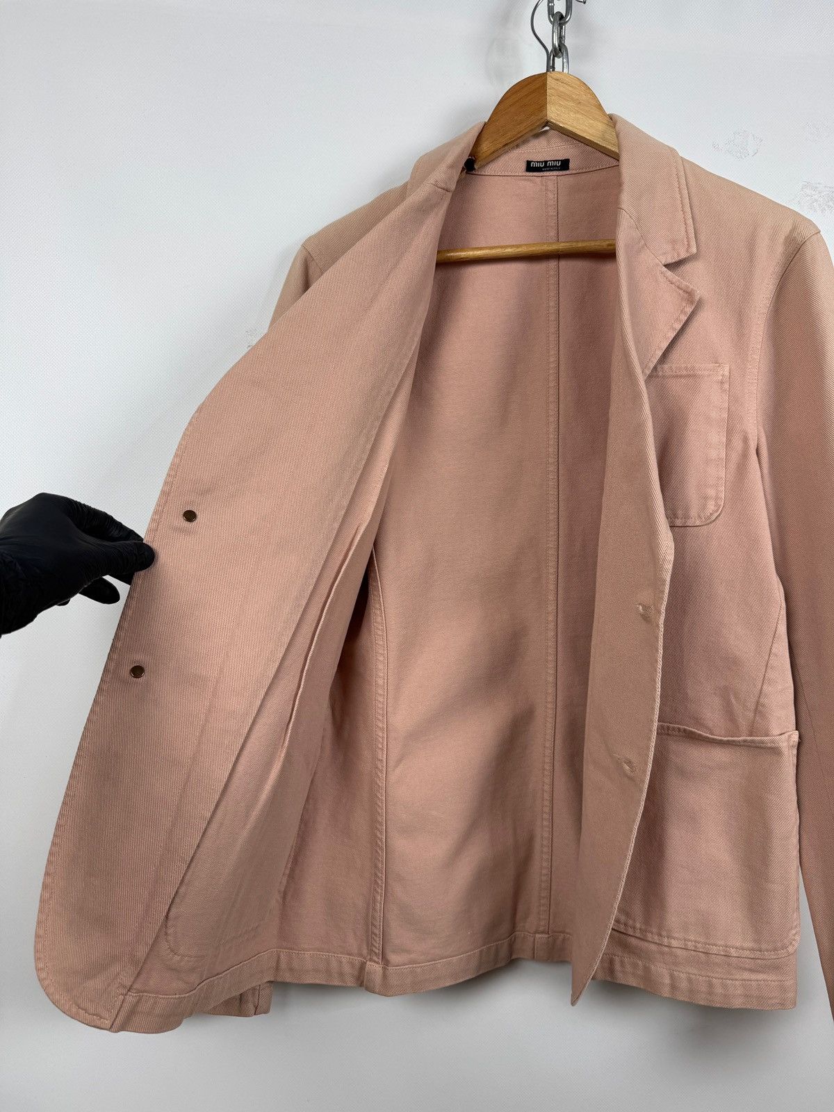 Miu Miu 00s Vintage Miu Miu by Prada Denim T.C. Pink Blazer Jacket Size US M / EU 48-50 / 2 - 11 Thumbnail