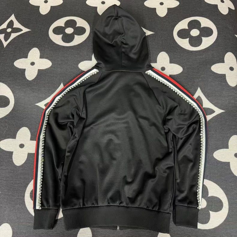 Gucci Rhinestone double-sleeved black zipper jacket