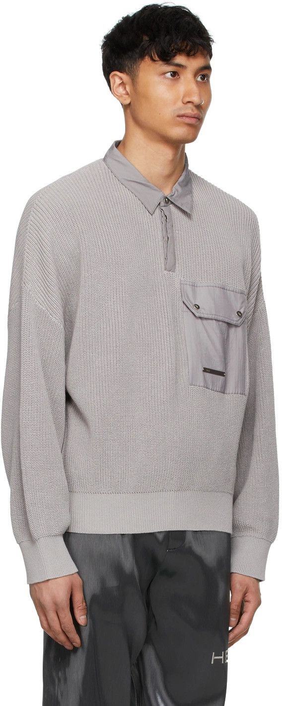 Heliot Emil o1mle0125 Oversized Polo Knit Shirt in Grey Size US S / EU 44-46 / 1 - 2 Thumbnail