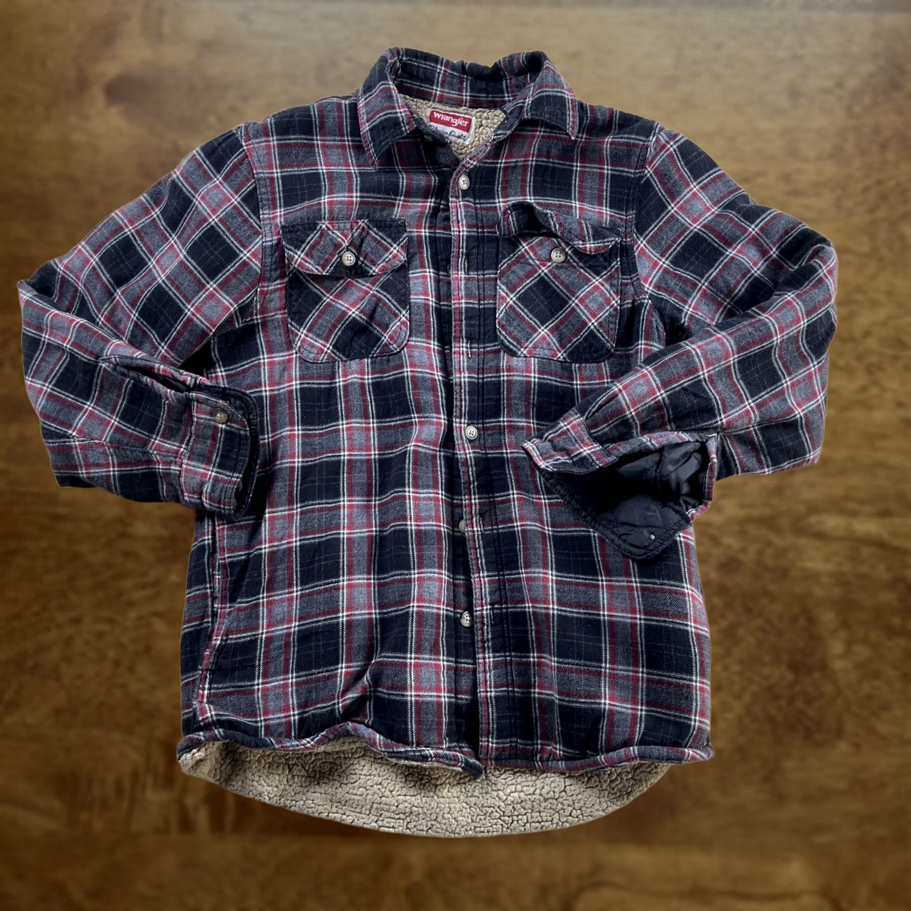 Wrangler Wrangler Shirt Jacket Mens Medium Black Red Plaid Sherpa Lined Flannel Workwear Jacket Size US M / EU 48-50 / 2 - 1 Thumbnail