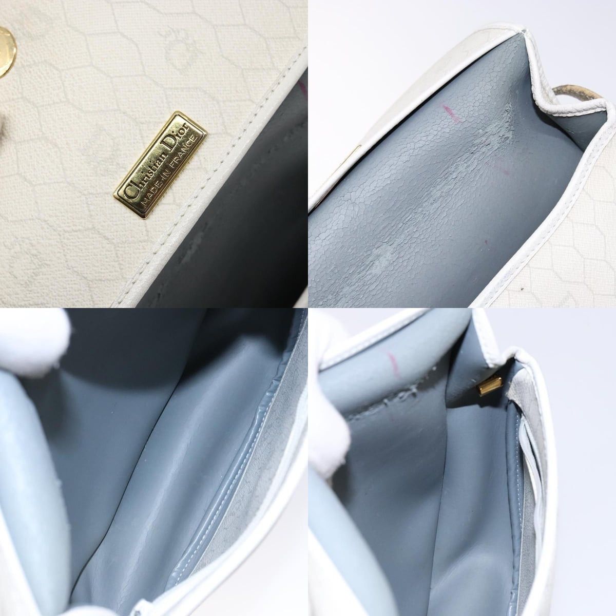Dior DIOR Honeycomb Canvas Shoulder Bag Pvc White Gold Size ONE SIZE - 12 Thumbnail