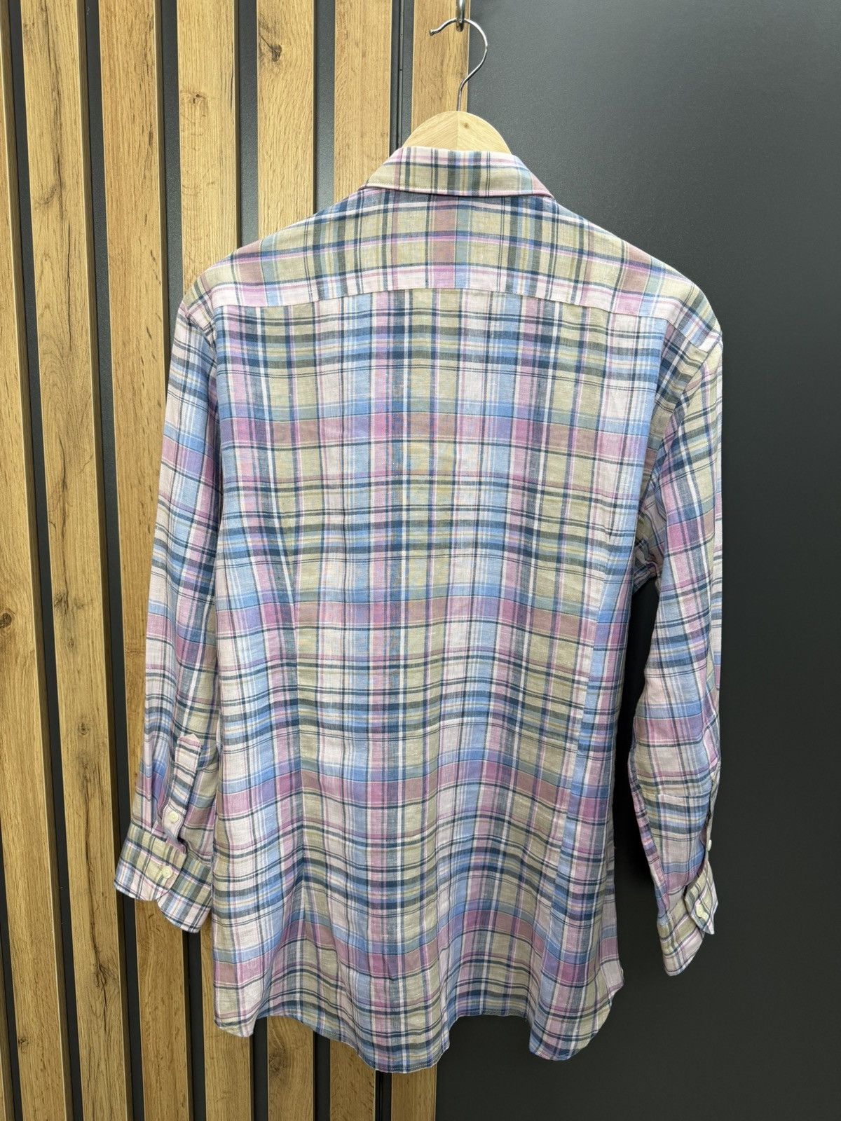 Tintoria Mattei Tintoria Mattei 954 100% Linen Plaid Shirt Size 41 16 Size US L / EU 52-54 / 3 - 7 Thumbnail