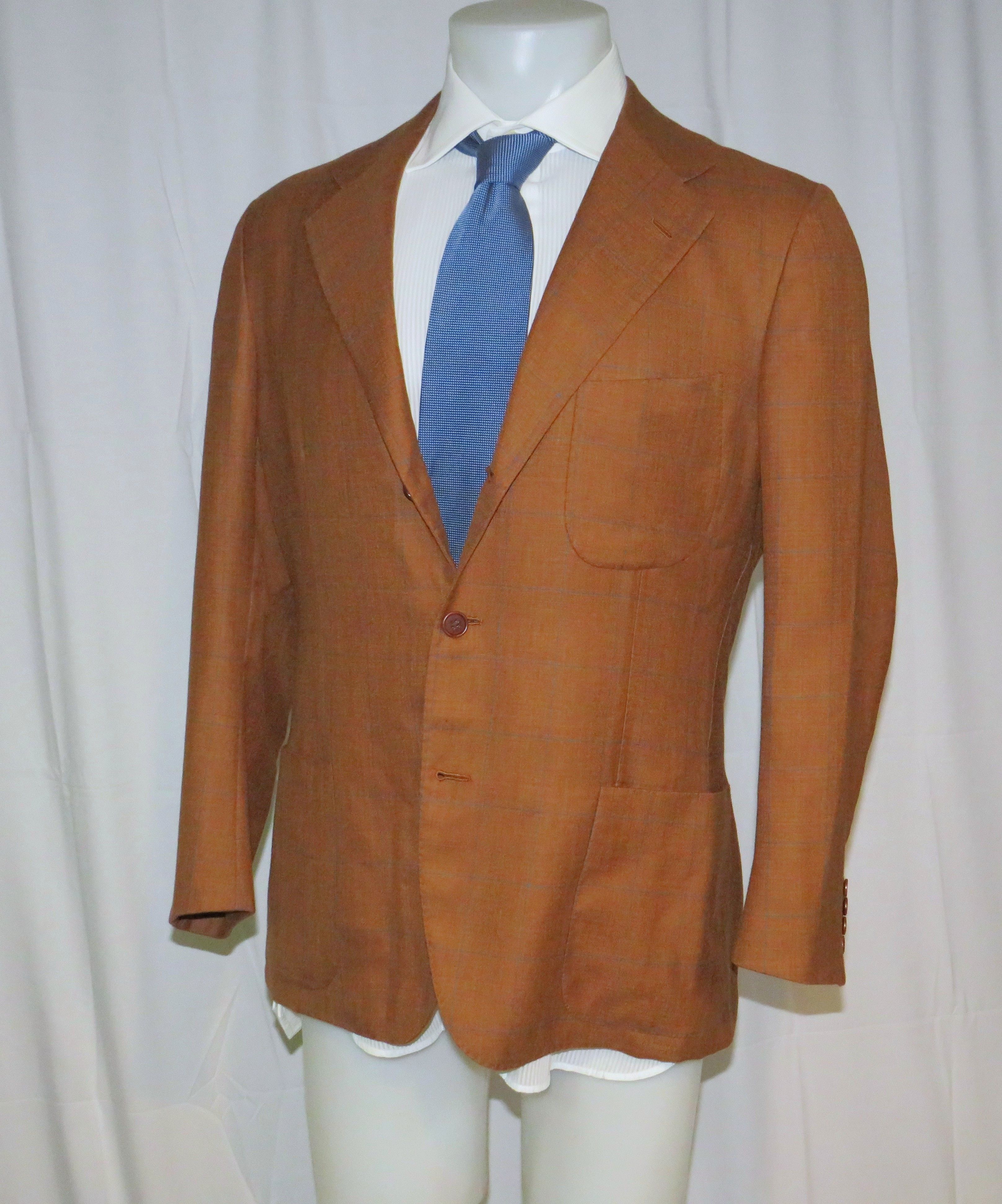 Kiton Handmade Brown Windowpane 100% Cashmere 3/2 Sport Coat 39R Size 38R - 5 Thumbnail