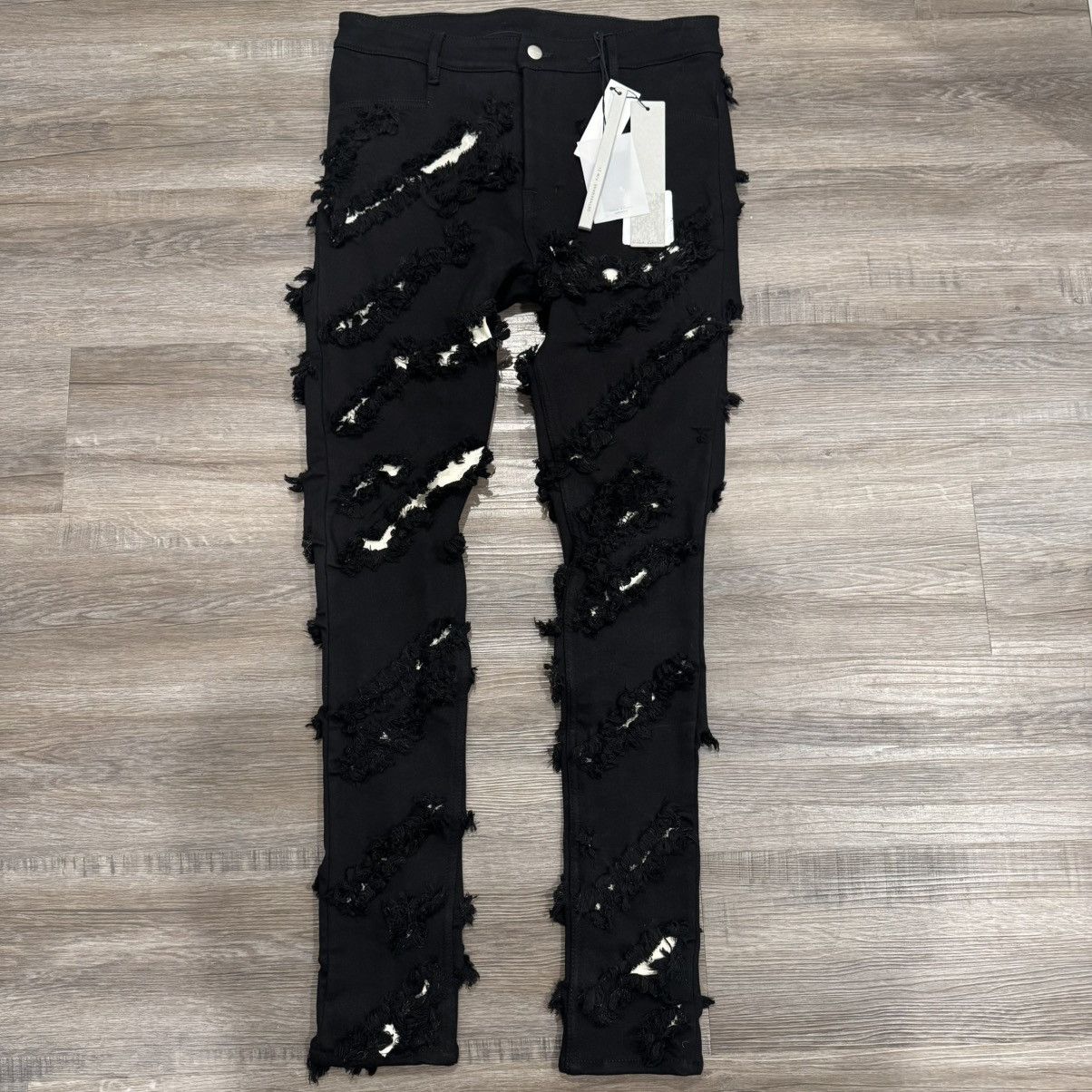 Rick Owens Rick Owens Tyrone Slashed Cut Out Black Natural Denim Jeans Size 30" / US 8 / IT 44 - 2 Thumbnail