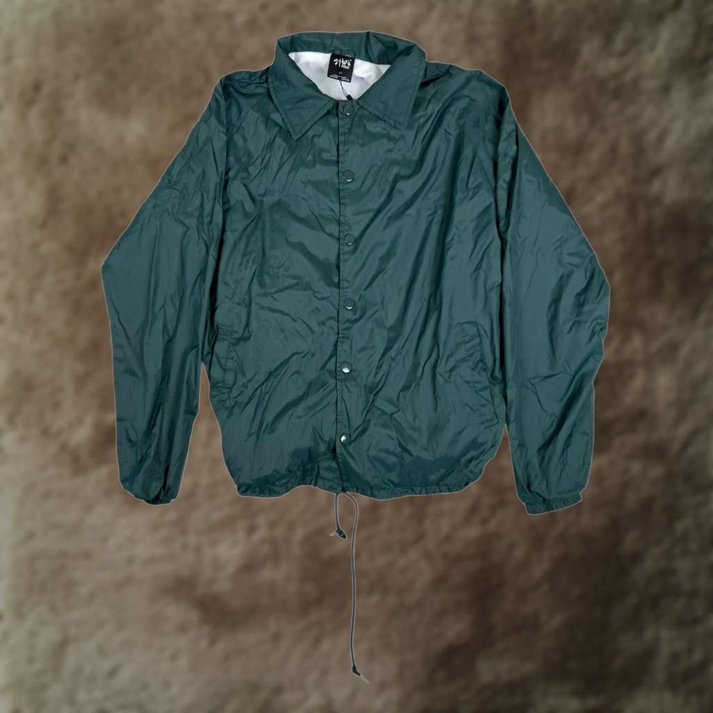 Vintage Shaka Wear Mens Medium Green Lined Coach Windbreaker Snap Nylon Shell Jacket Size US M / EU 48-50 / 2 - 1 Thumbnail