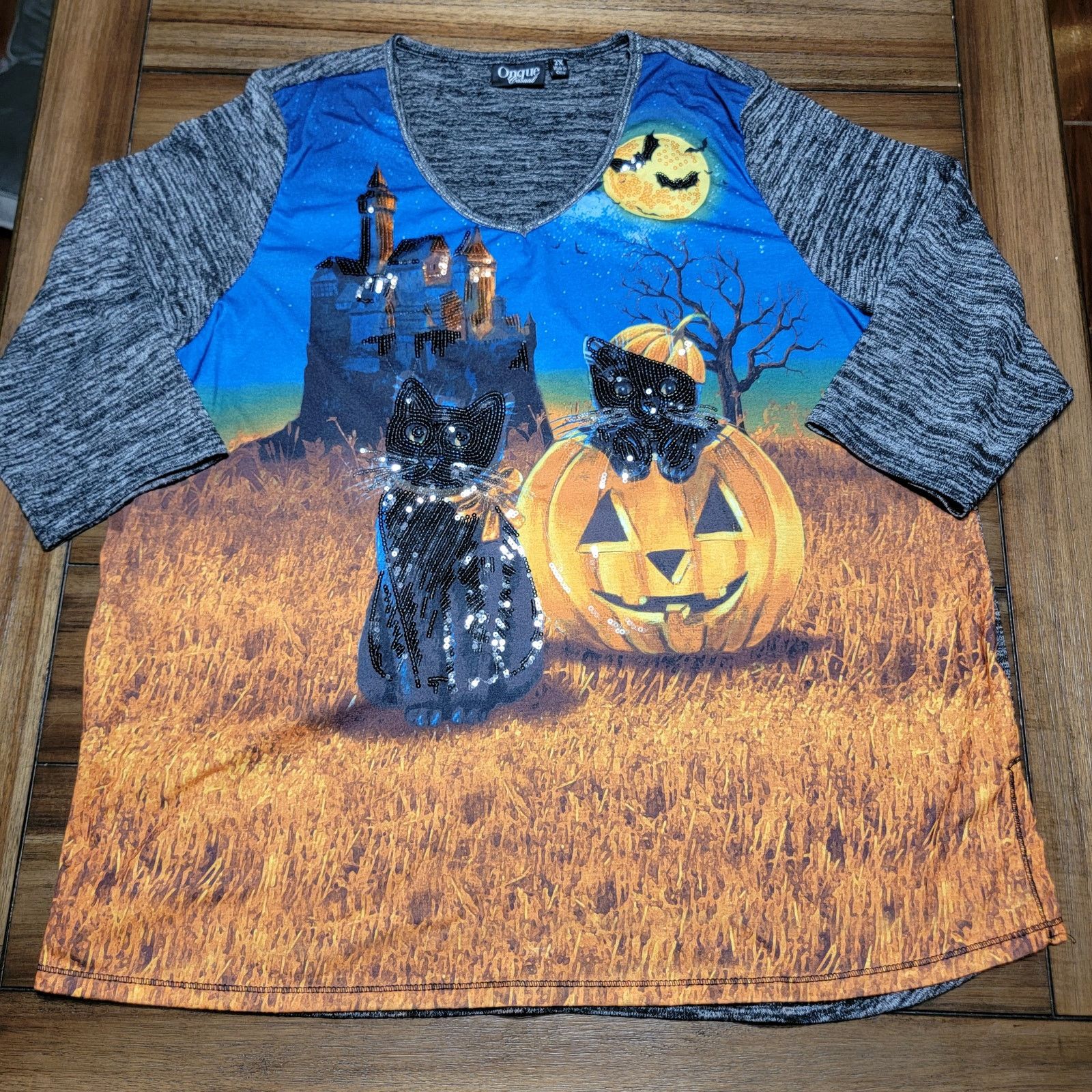 Other Onque Casual LS Halloween Sweater Sequin Black Cats- Size 2X Size XXL / US 16-18 / IT 52-54 - 1 Thumbnail