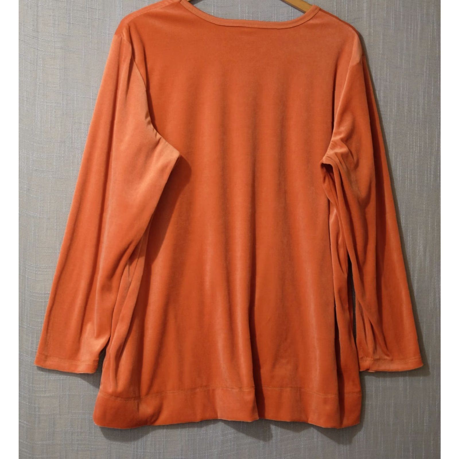 Blair VINTAGE Blair Orange Velour Sweatshirt w/Side Slits Pullover Women's XL Shirt Womens XL Orange Velour Blair Sweatshirt with Side Slits Tunic 90s/90s? Size XL / US 12-14 / IT 48-50 - 5 Thumbnail