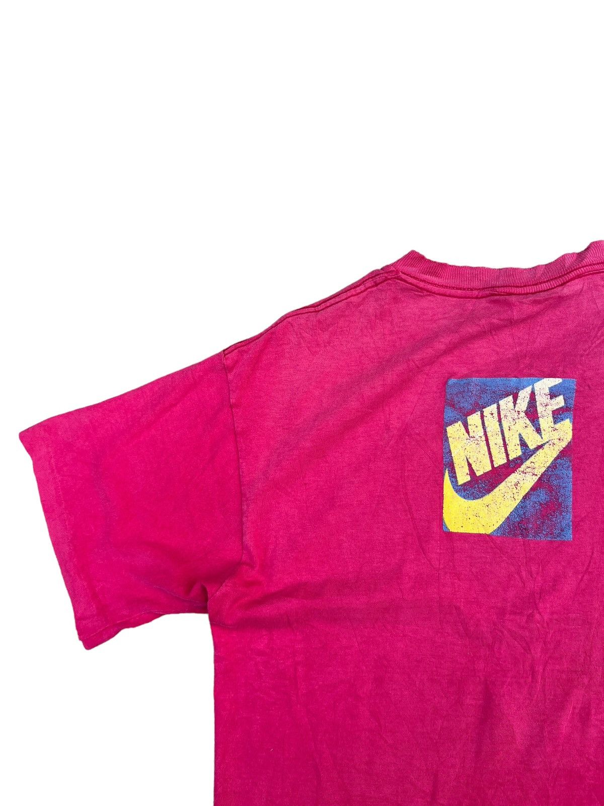 Nike Vintage 90s Nike Grey Tag Jordan Distress Sun Fade Pink tee Size US M / EU 48-50 / 2 - 12 Thumbnail