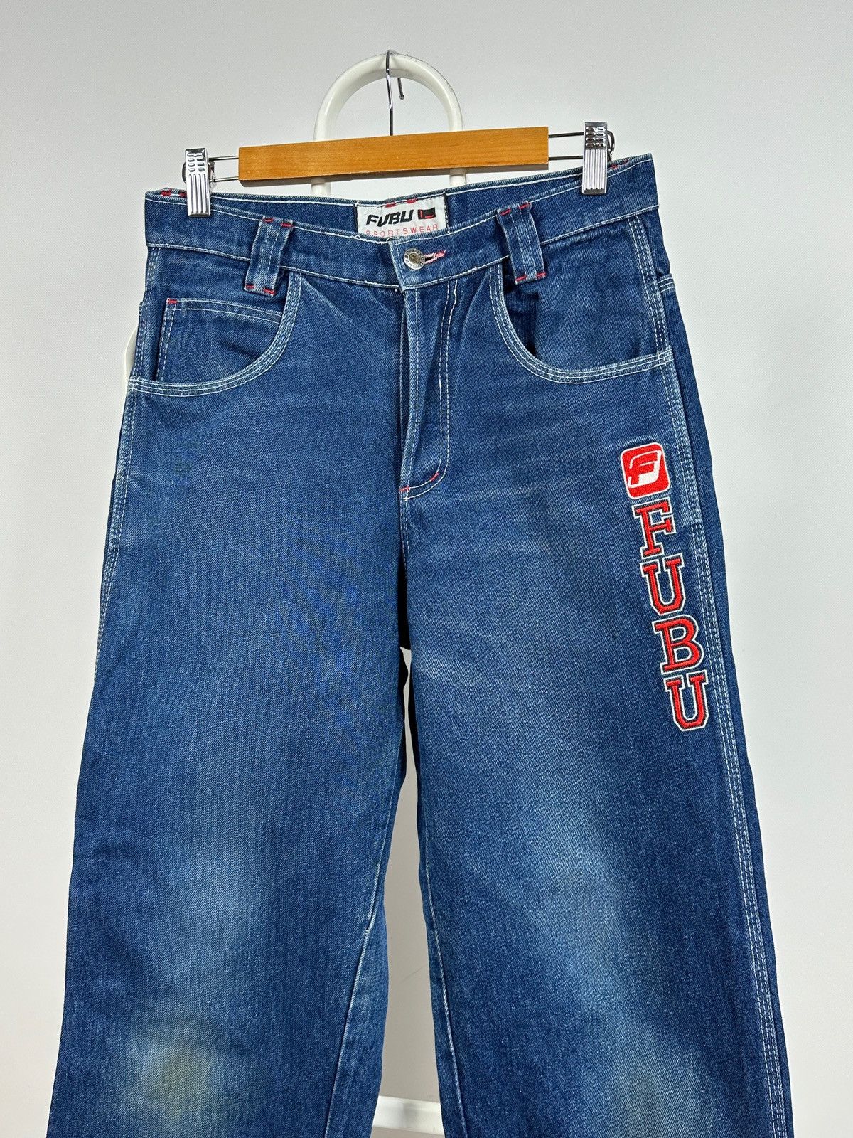 Fubu Vintage Fubu Sports Cargo Baggy Denim Pants Rap Style Size US 28 / EU 44 - 3 Thumbnail