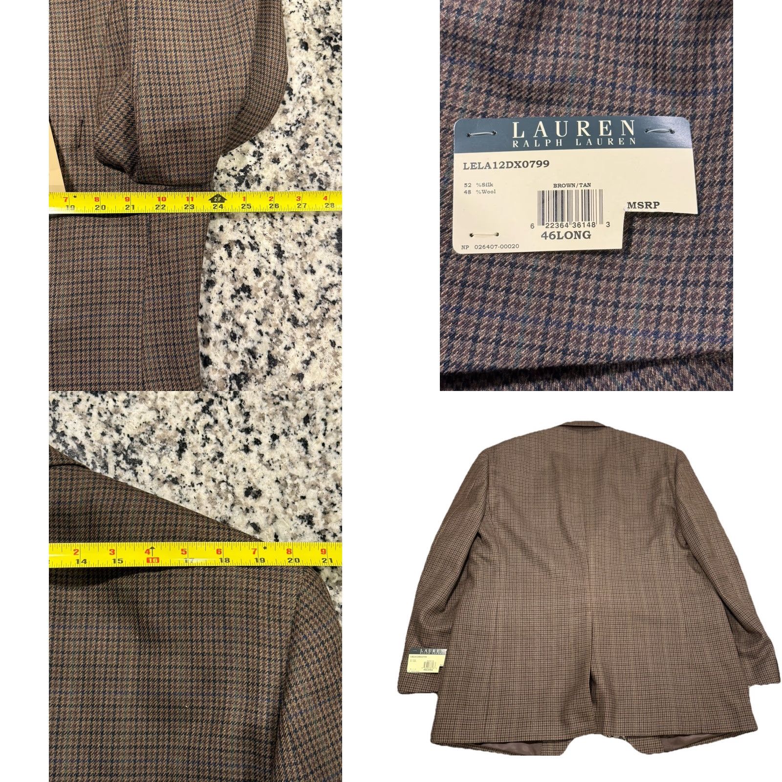 Ralph Lauren VINTAGE Ralph Lauren Mens Blazer Jacket 46 Long Wool Silk Houndstooth Classic Fit Fall Winter Size 46R - 8 Thumbnail