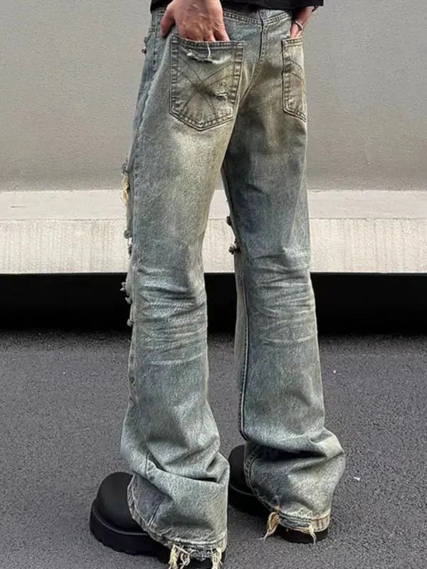 Japanese Brand VIBE Washed and ripped street hip-hop baggy jeans Size US 34 / EU 50 - 7 Thumbnail