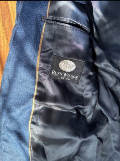 Other Rush Wilson Limited 43R Blue Blazer Herringbone 100 Silk Size 42R - 2 Thumbnail