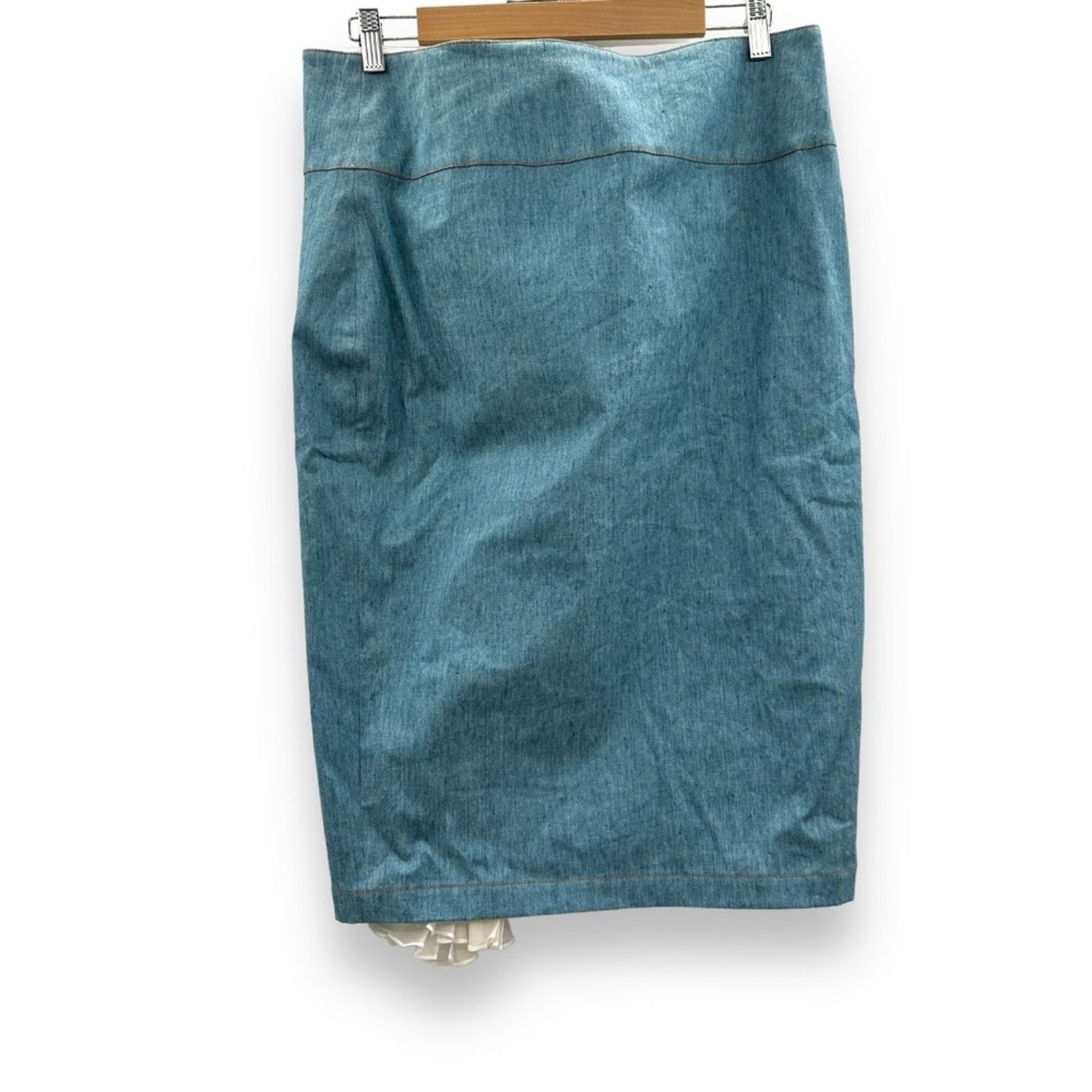 Derek Lam 10 Crosby Derek Lam 10 Crosby Denim Ruffle Slit Long Pencil Skirt Size 32" / US 10 / IT 46 - 6 Thumbnail