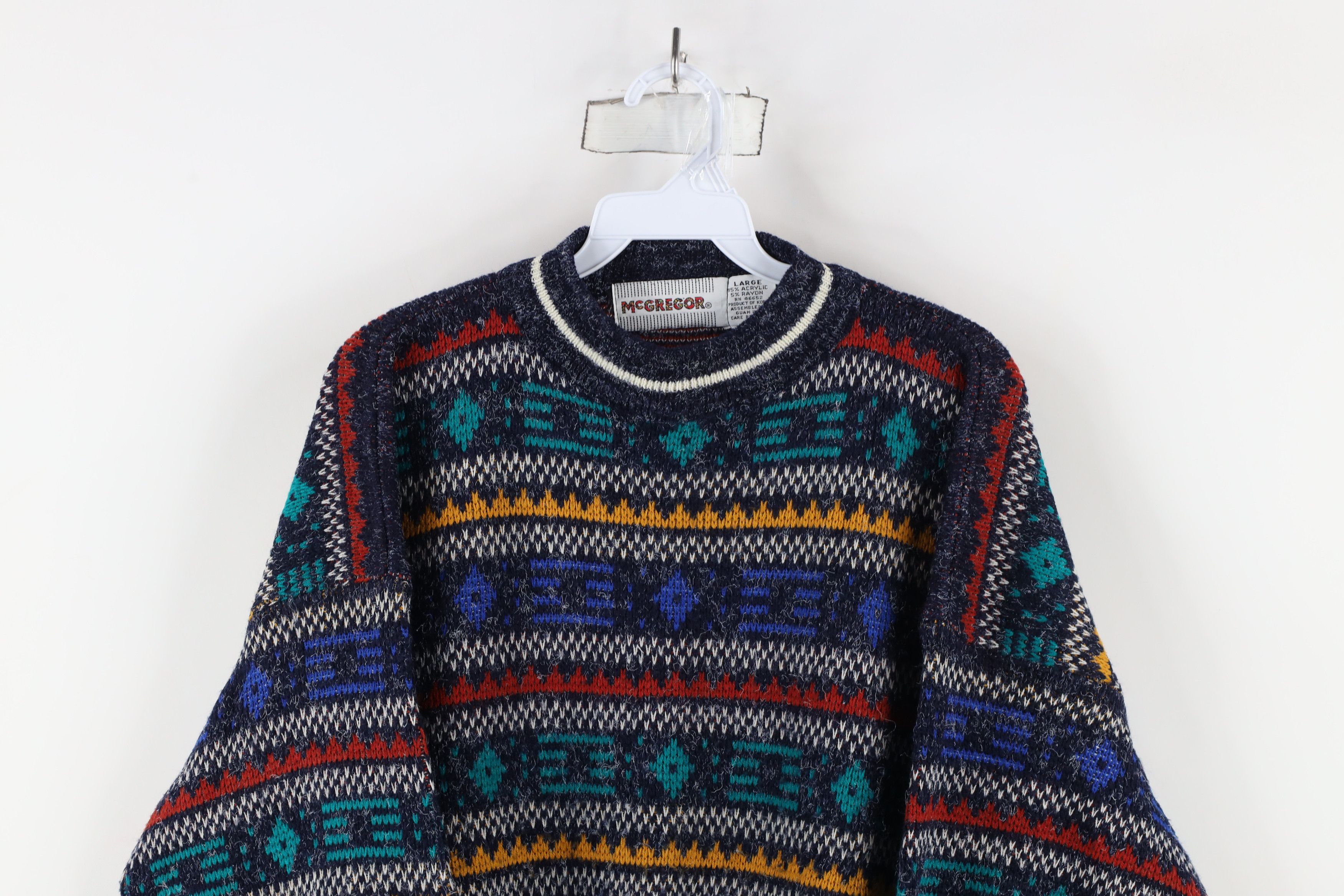 Vintage Vintage 90s Coogi Style Geometric Fair Isle Knit Sweater USA Size US L / EU 52-54 / 3 - 2 Thumbnail