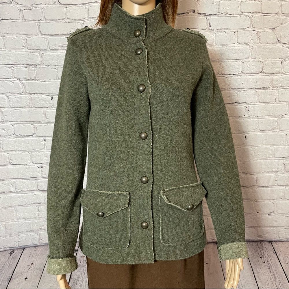 Other Mary Made in Italy Wool Khaki Military Jacket Cardigan Size Size S / US 4 / IT 40 - 2 Thumbnail