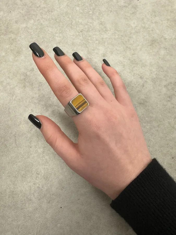 Dolce & Gabbana 2000s Dolce & Gabbana Grey Marble Effect Steel Signet Ring Size ONE SIZE - 2 Thumbnail
