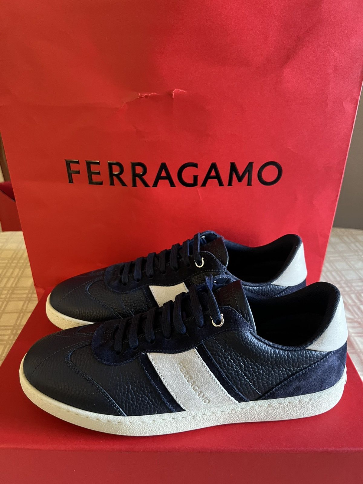 Salvatore Ferragamo Ferragamo Low top sneaker with signature Achille Blue Size US 7.5 / EU 40-41 - 8 Thumbnail