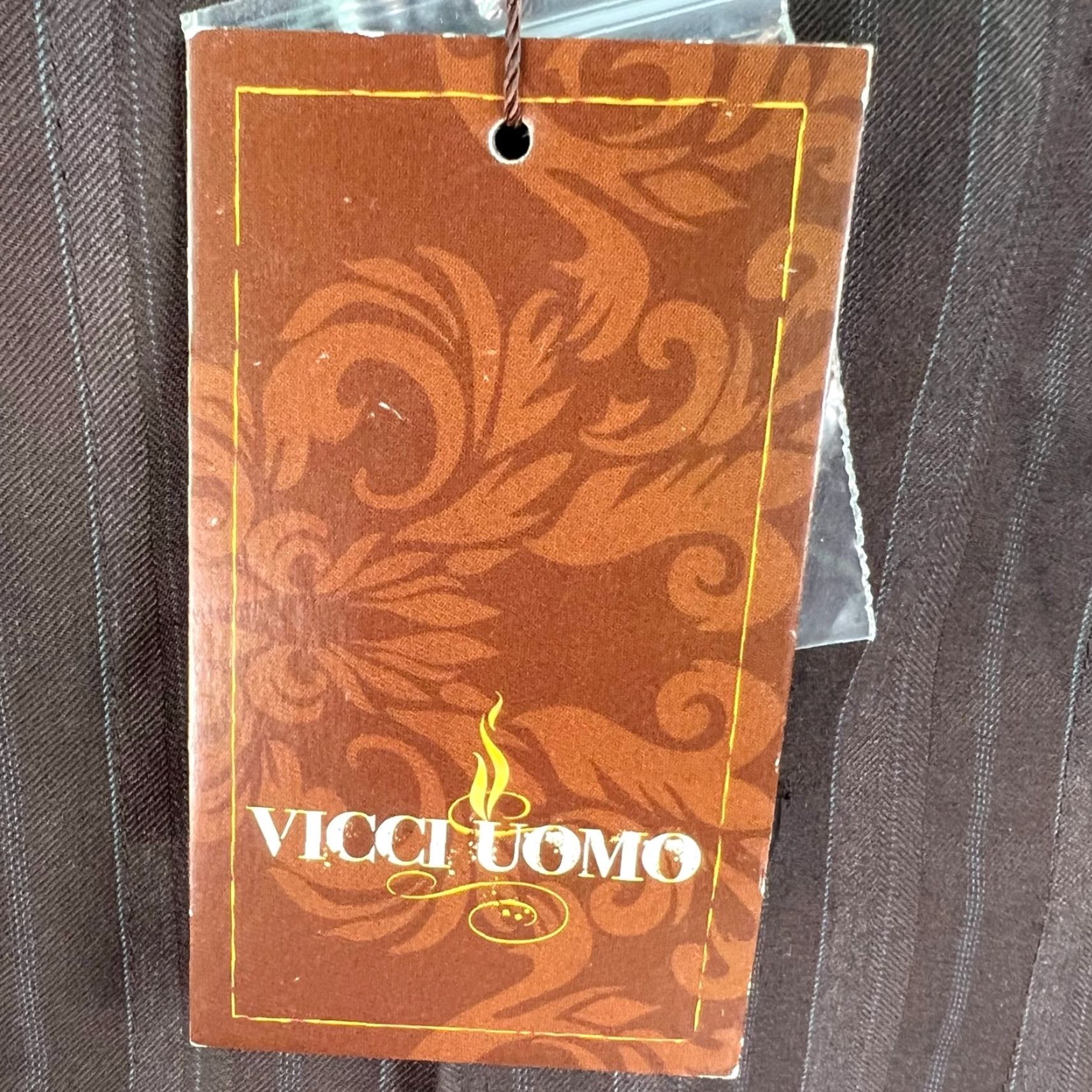 Vintage Vicci Uomo Striped Lined Button Up Shirt Mens L Brown Pockets NWT Shirt Size US L / EU 52-54 / 3 - 4 Thumbnail