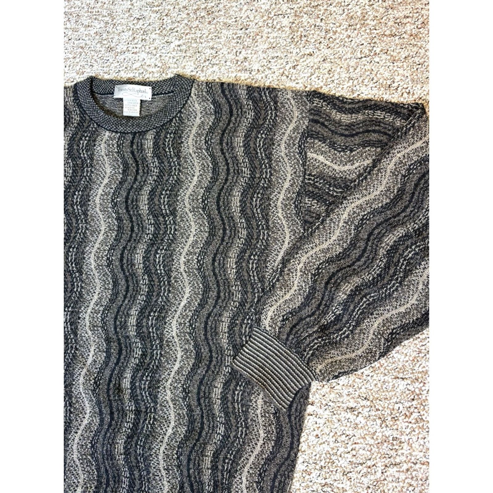 Vintage VTG Tricots St Raphael New Wool Blend Vertical Geometric Grandpa Sweater Sz L Size US L / EU 52-54 / 3 - 2 Thumbnail