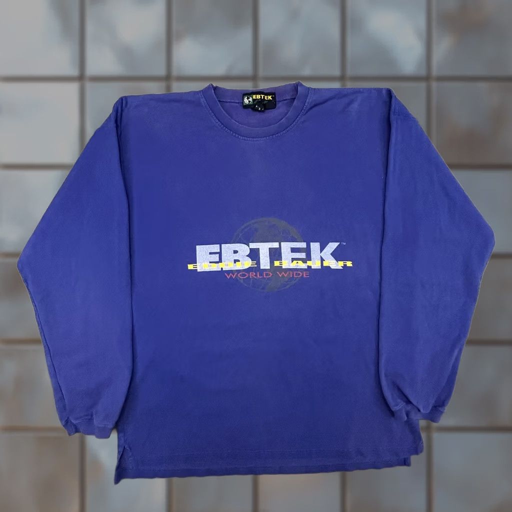 Eddie Bauer VINTAGE Eddie Bauer EBTEK Shirt Mens Large Blue World Wide Graphic 90s Canada Size US L / EU 52-54 / 3 - 1 Thumbnail