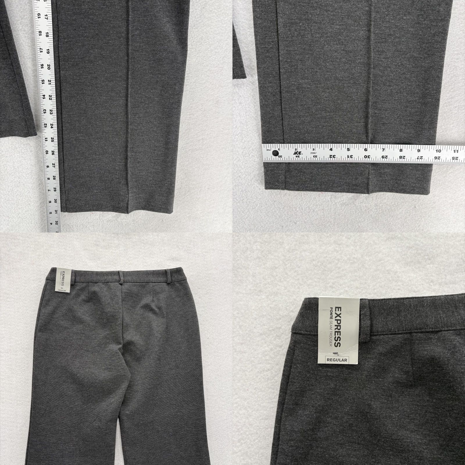 Express Express Ponte Seam Trouser Pants Womens 9/10 Gray Straight Leg Ponte Stretch NWT Size 32" / US 10 / IT 46 - 8 Thumbnail