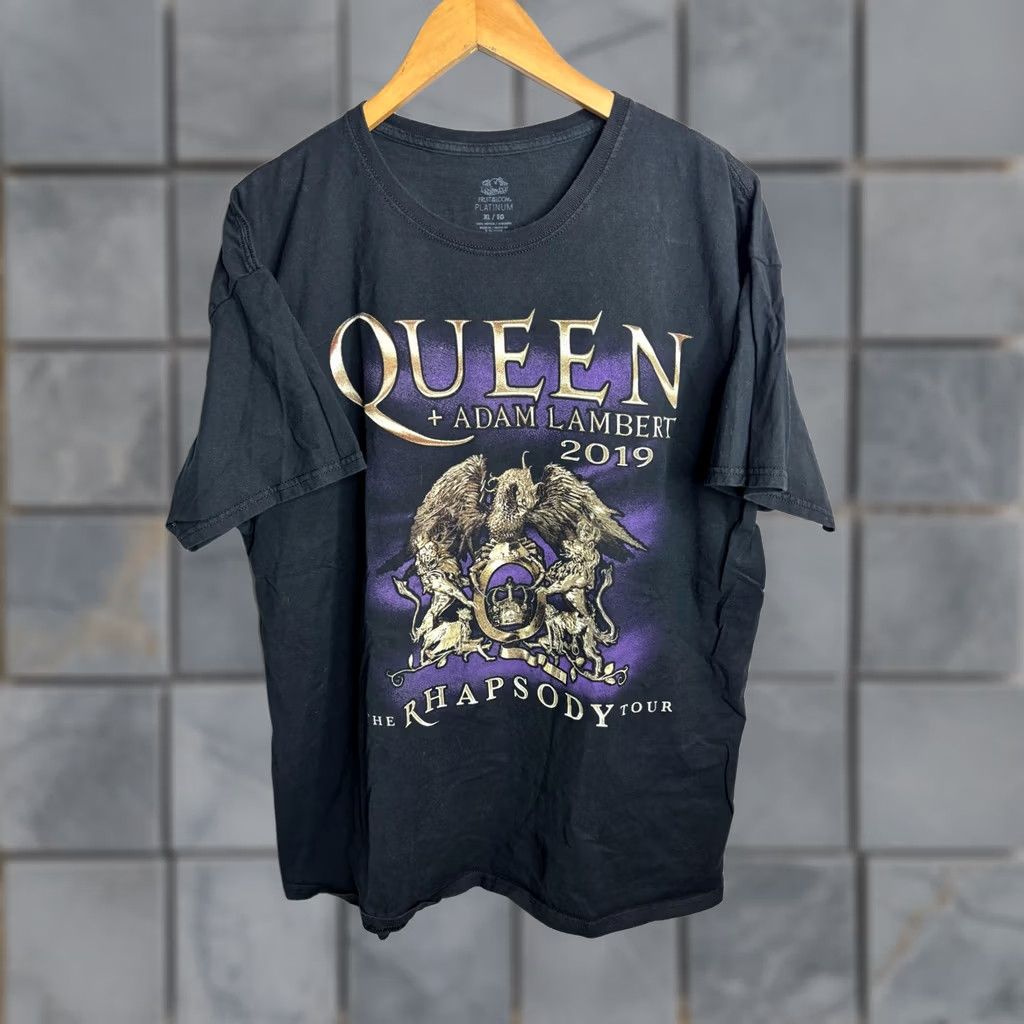 Fruit Of The Loom Queen + Adam Lambert Shirt Mens XL Black Rhapsody Tour Concert Graphic Tee 2019 Size US XL / EU 56 / 4 - 1 Thumbnail