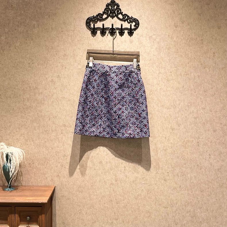 Louis Vuitton Louis Vuitton Purple presbyopic tweed skirt Size 37" - 2 Thumbnail