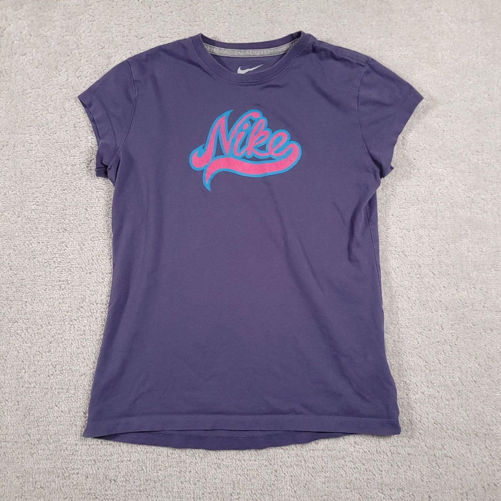 Nike VINTAGE Nike Shirt Womens Medium Purple Blue Pink Script Graphic Athletic Tee T-Shirt Size M / US 6-8 / IT 42-44 - 2 Thumbnail
