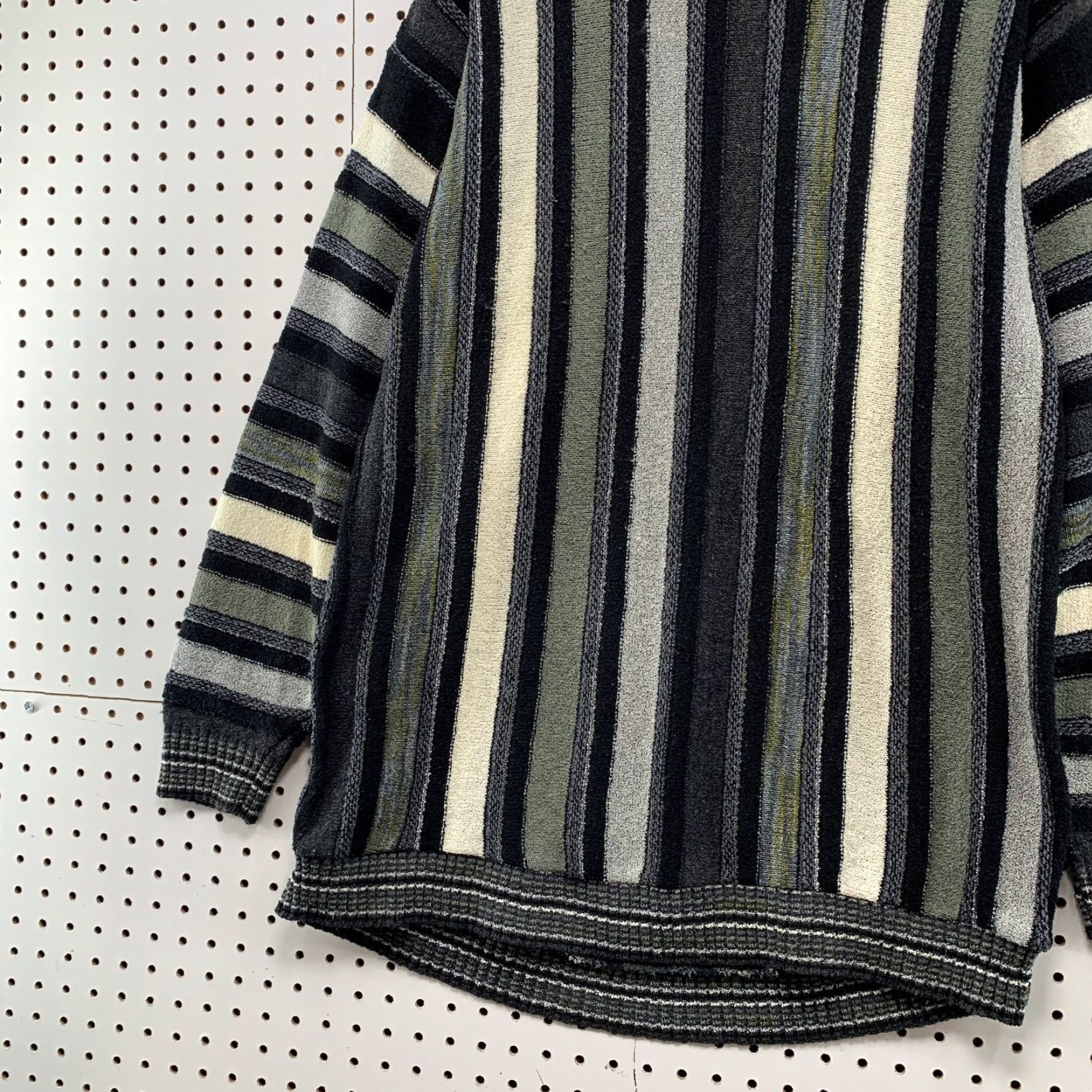 Vintage VINTAGE Protege Sweater Mens XL Tall Black White Striped 3D Knit Crew Neck Pullover 90s USA Size US XL / EU 56 / 4 - 3 Thumbnail