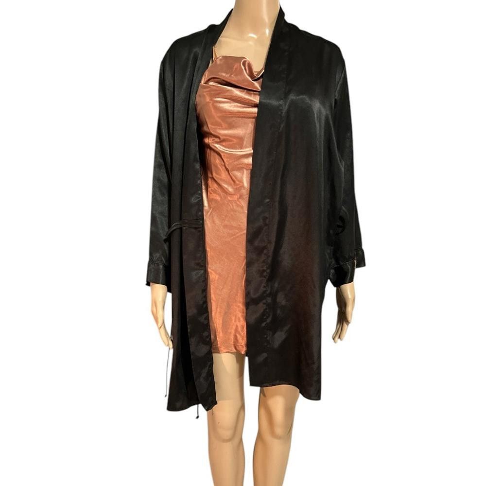 Designer Elegant Black Satin Robe Size ONE SIZE - 2 Thumbnail