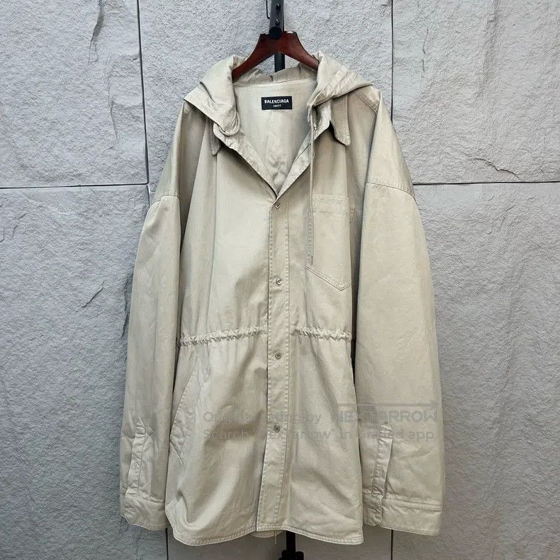 Balenciaga Balenciaga Khaki Oversized Hooded Shirt Style Trench Coat, Size US L / EU 52-54 / 3 - 1 Thumbnail