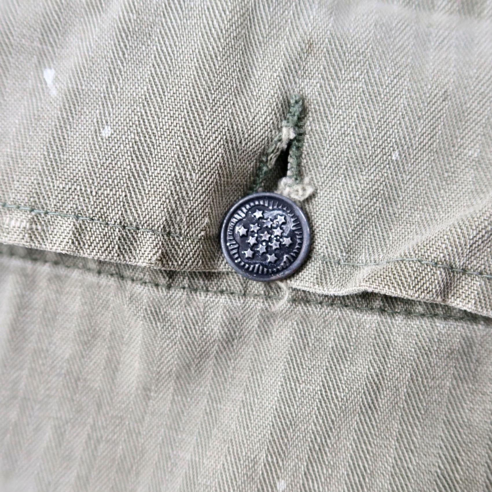 Vintage Vintage 40s WW2 HBT Utility Jacket P43 Sz M / L - Military Green Denim 13 Star Buttons - Fair Condition Size US L / EU 52-54 / 3 - 6 Thumbnail