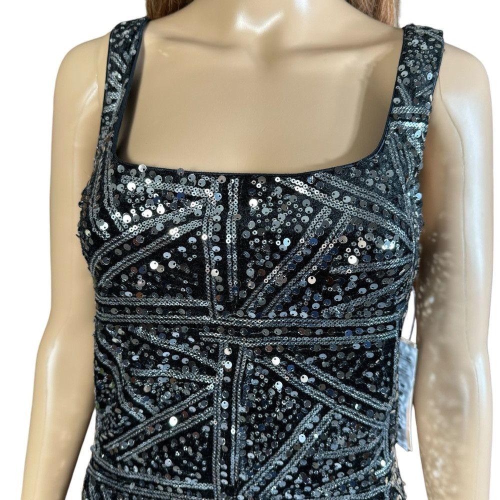 Other NWT New $118 Aqua Geo Metallic Sequin Mini Dress Size M Size M / US 6-8 / IT 42-44 - 9 Thumbnail