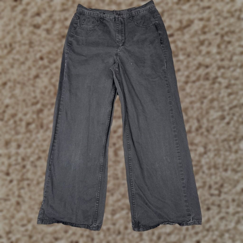 Brandy Melville Brandy Melville Jeans Womens 4 Black Denim Wide-Leg Mid Rise Cotton Blend 27x28 Size 27" / US 4 / IT 40 - 1 Thumbnail