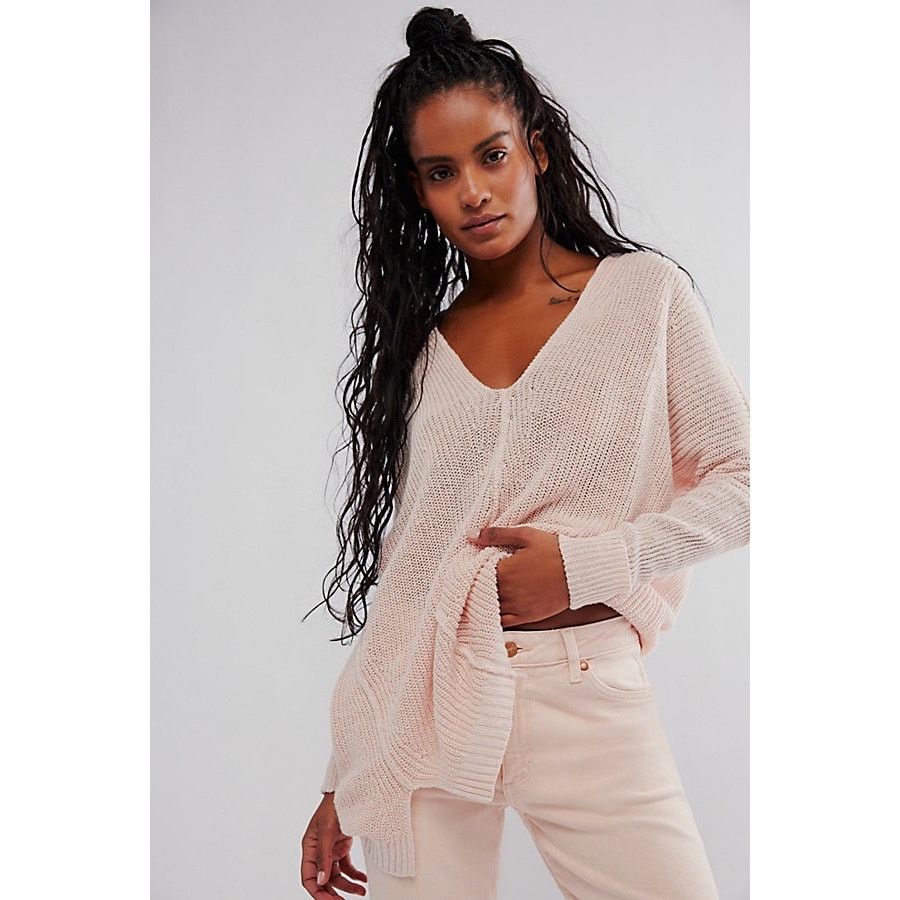 Free People Free People We The Free Jamie Linen V-Neck Sweater Size Med Size M / US 6-8 / IT 42-44 - 1 Thumbnail