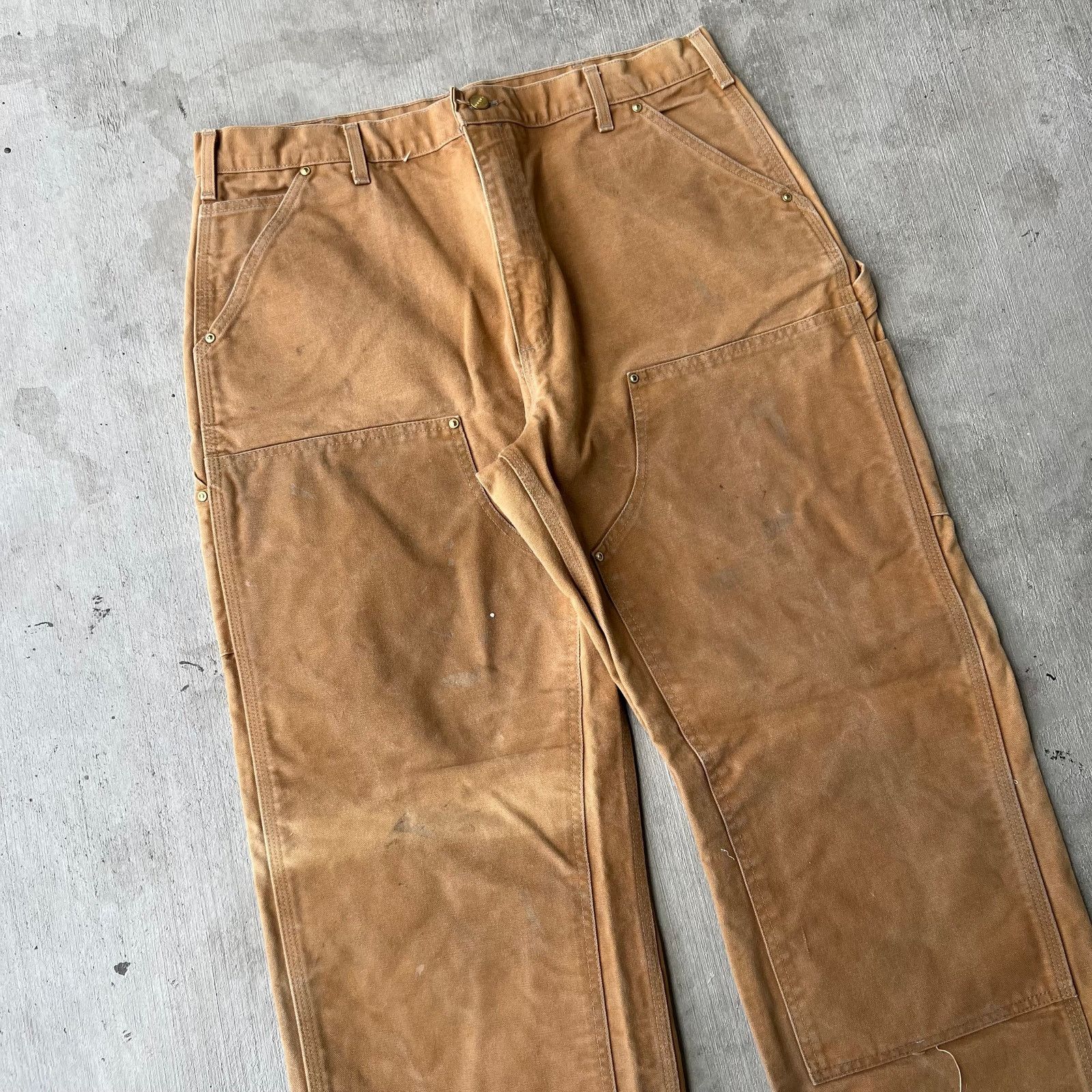 Carhartt × Vintage Carhartt brown faded double knee work wear carpenter pants Size US 36 / EU 52 - 2 Thumbnail