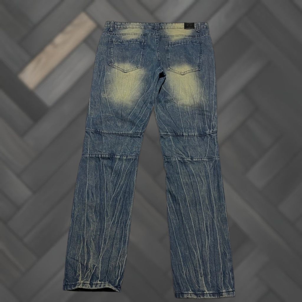 Denime Trillnation Jeans Mens Size 36x32 Blue Denim Distressed Ripped Biker Moto Slim Fit 5-Pocket Denim Pants Size US 36 / EU 52 - 1 Thumbnail