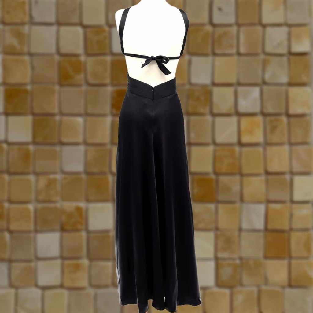 Bcbgmaxazria BCBGMAXAZRIA Maxi Dress Black Satin Crossstrap Sleeveless Party/Cocktail 4 Womens 59.5" Length New With Tags Size S / US 4 / IT 40 - 1 Thumbnail