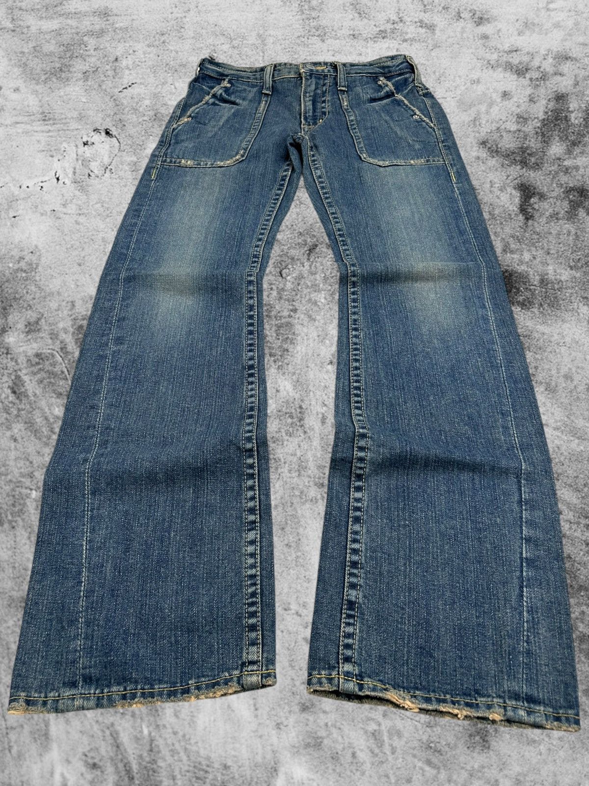 GOSTAR DE FUGA × Hysteric Glamour × Japanese Brand Brappers Jean Flare Rectangular Pocket Distressed Denim Size US 29 - 1 Thumbnail