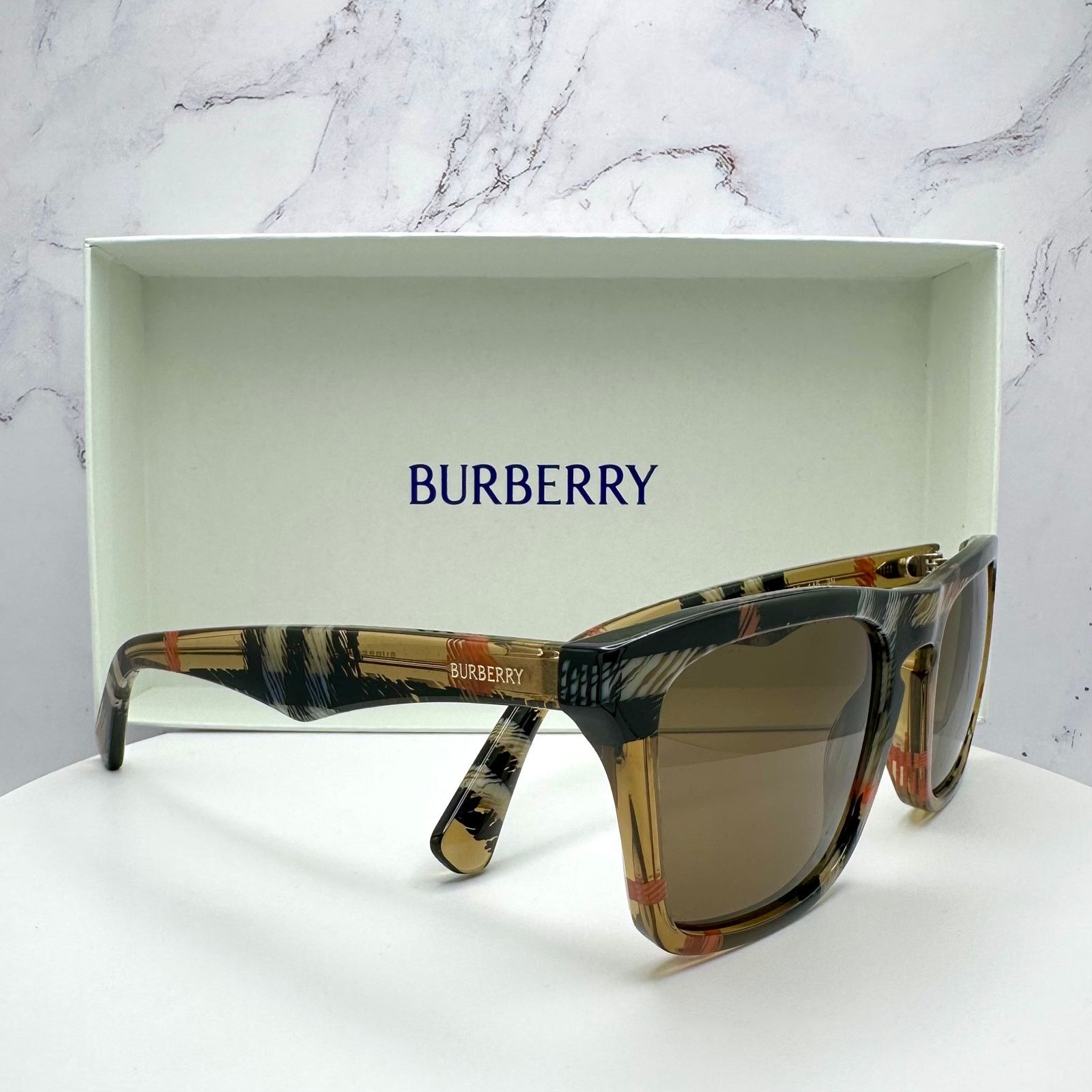 Burberry New Burberry Sunglasses Brown Black Square Classic Check Size ONE SIZE - 12 Thumbnail