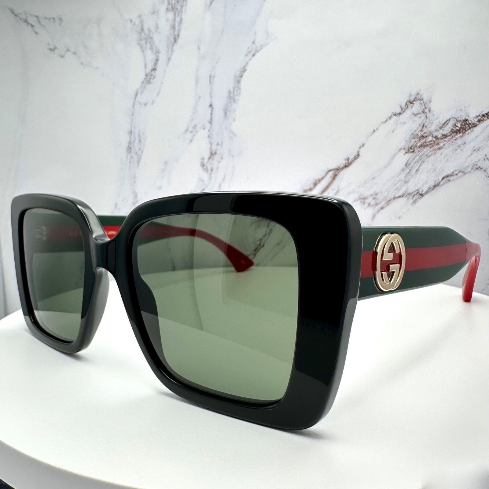 Gucci New GUCCI Sunglasses Black 53mm Gold 3D Metal Logo Square Size ONE SIZE - 14 Thumbnail
