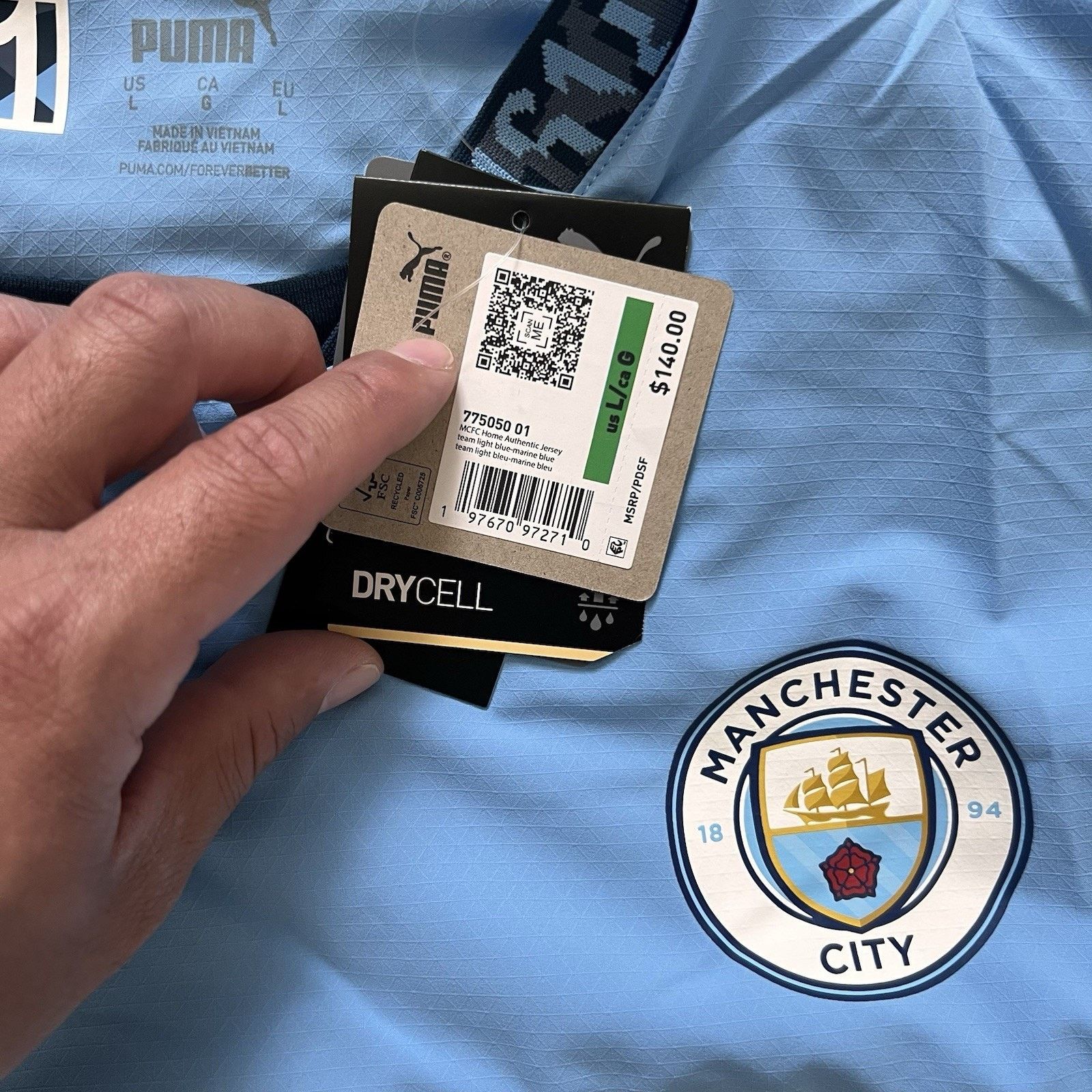 Nike Manchester City Puma 24/25 Authentic Home Jersey Large NWT Size US L / EU 52-54 / 3 - 8 Thumbnail