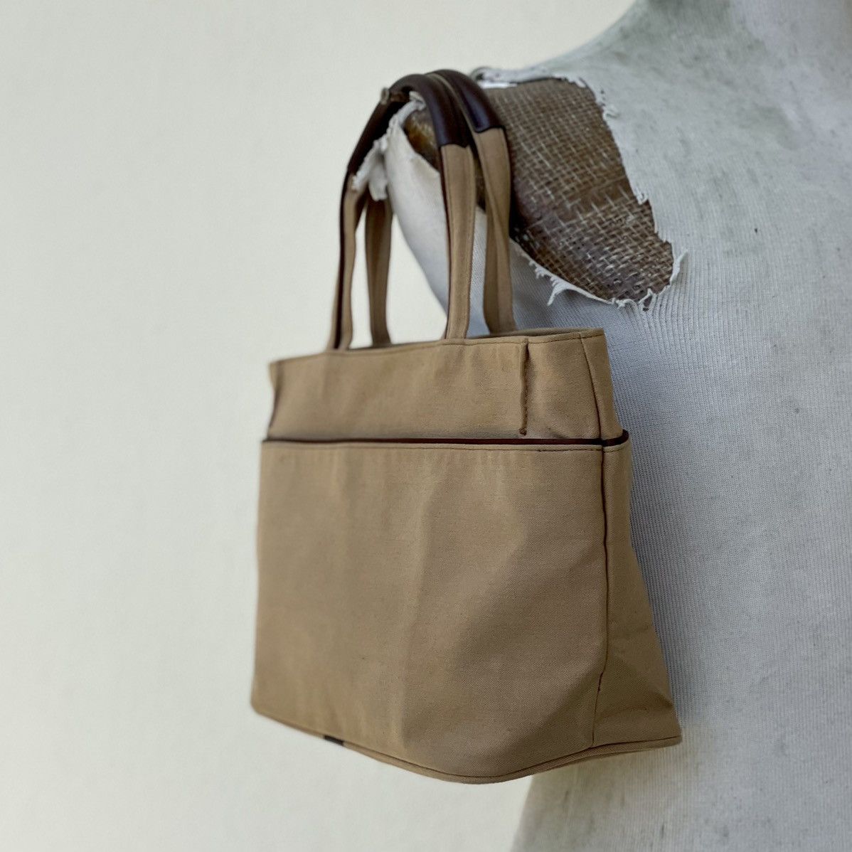 Designer × agnes b. 🔥 RARE AGNES B KHAKI CANVAS TOTE BAG Size ONE SIZE - 5 Thumbnail